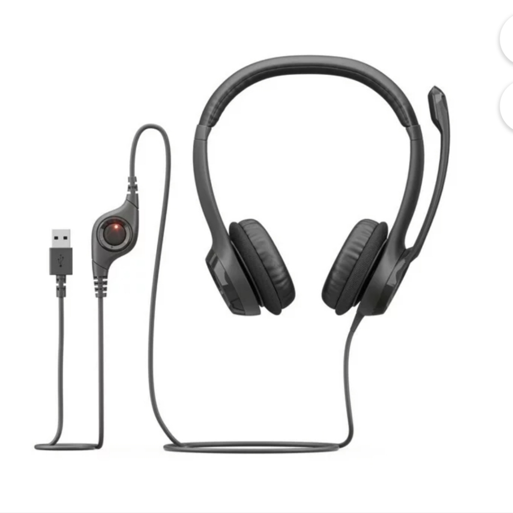 NWT Logitech H390 Wired USB Headset, headphones with mic, Black